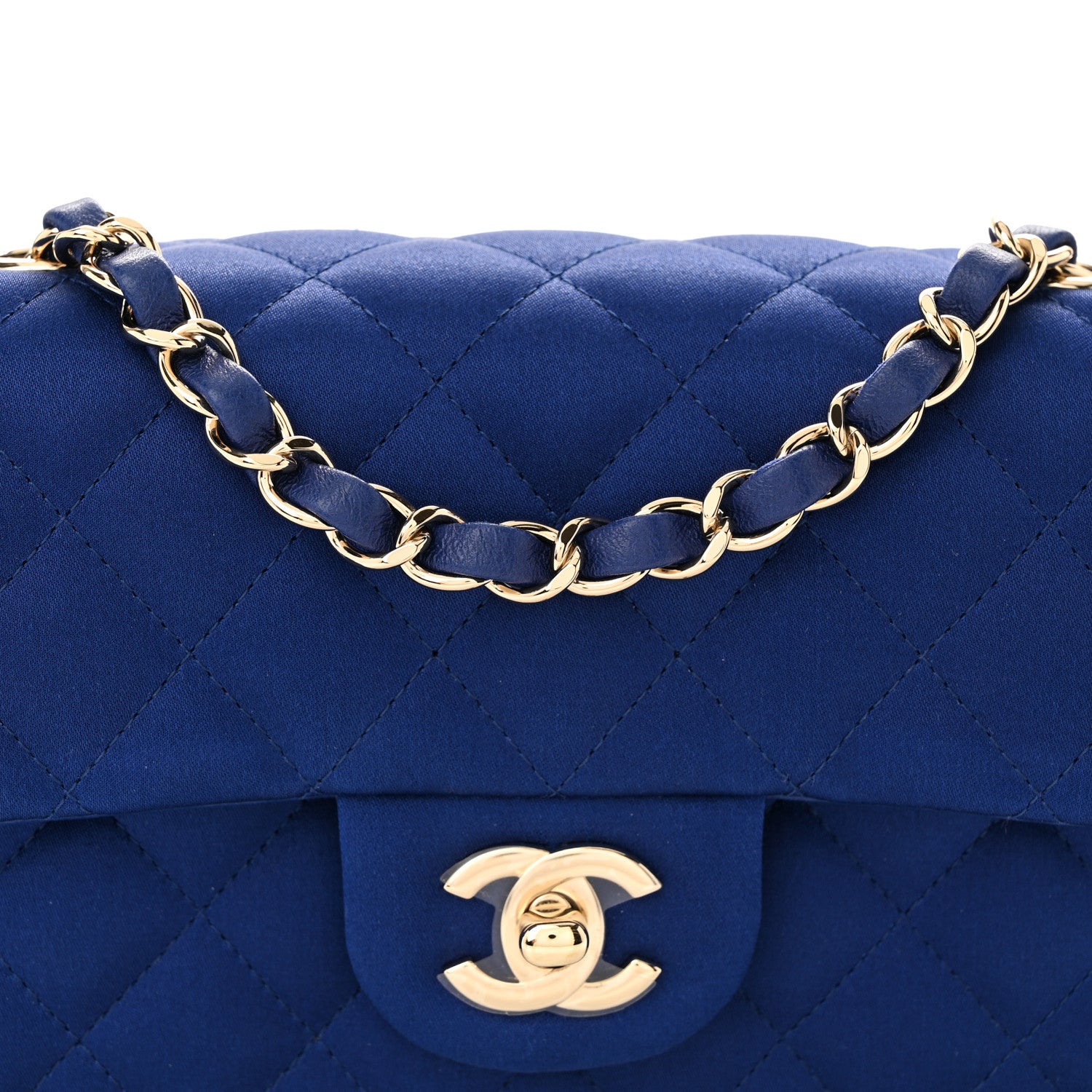 Chanel Satin Quilted Mini Rectangular Flap Blue 8 of 11
