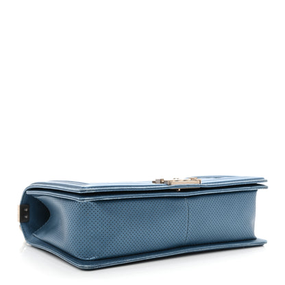 Chanel Perforated Lambskin Quilted New Medium Boy Flap Blue 4 of 15