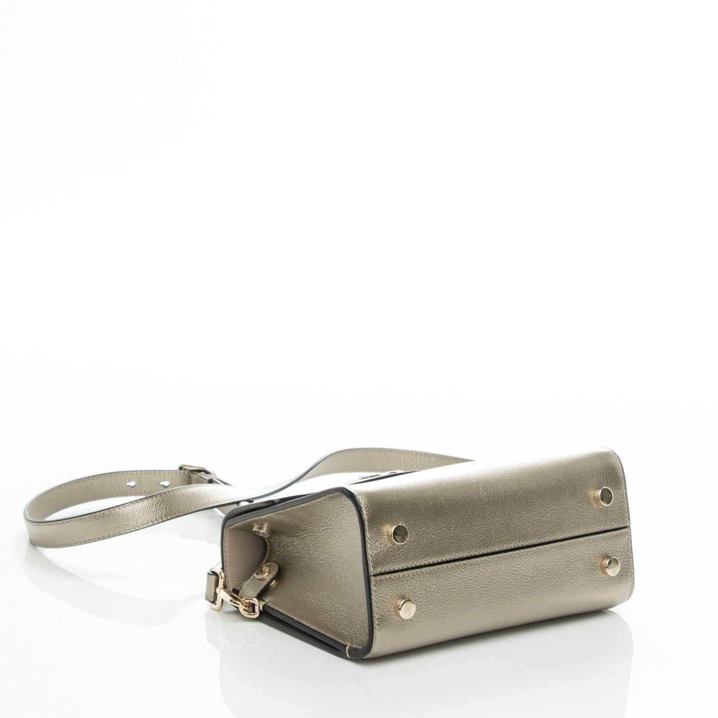 Metallic Grained Calfskin Mini Diorever Flap Bronze