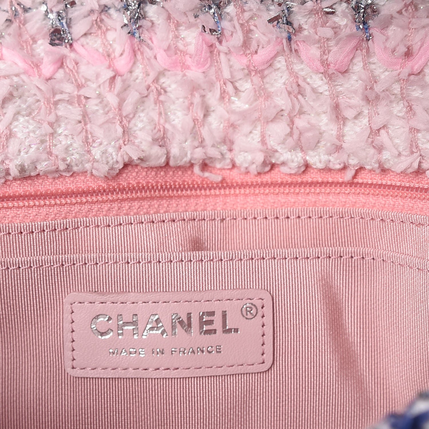 Chanel Tweed Knit Medium Flap Multicolor Pink 7 of 9