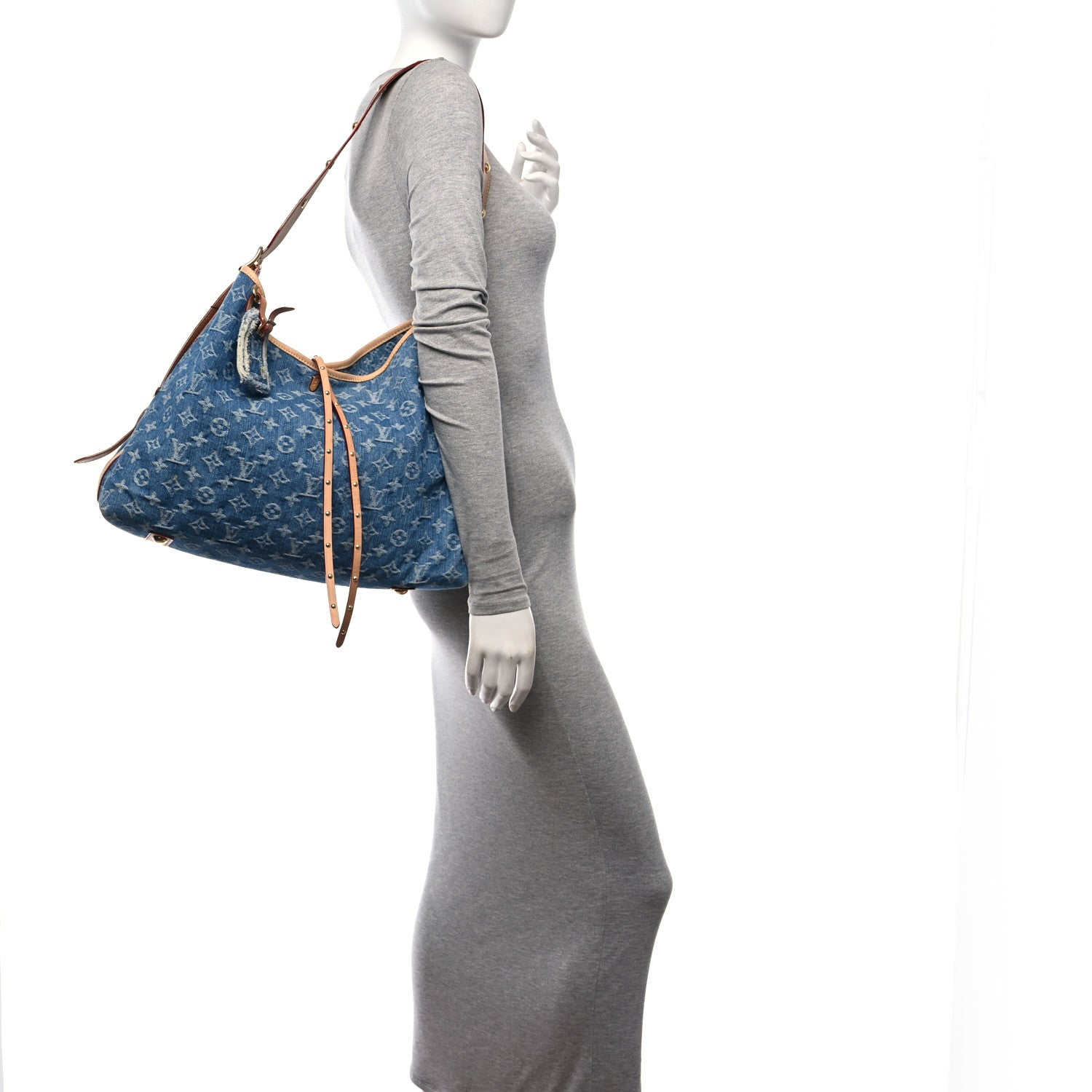 Louis Vuitton Monogram Denim CarryAll MM Blue 3 of 9