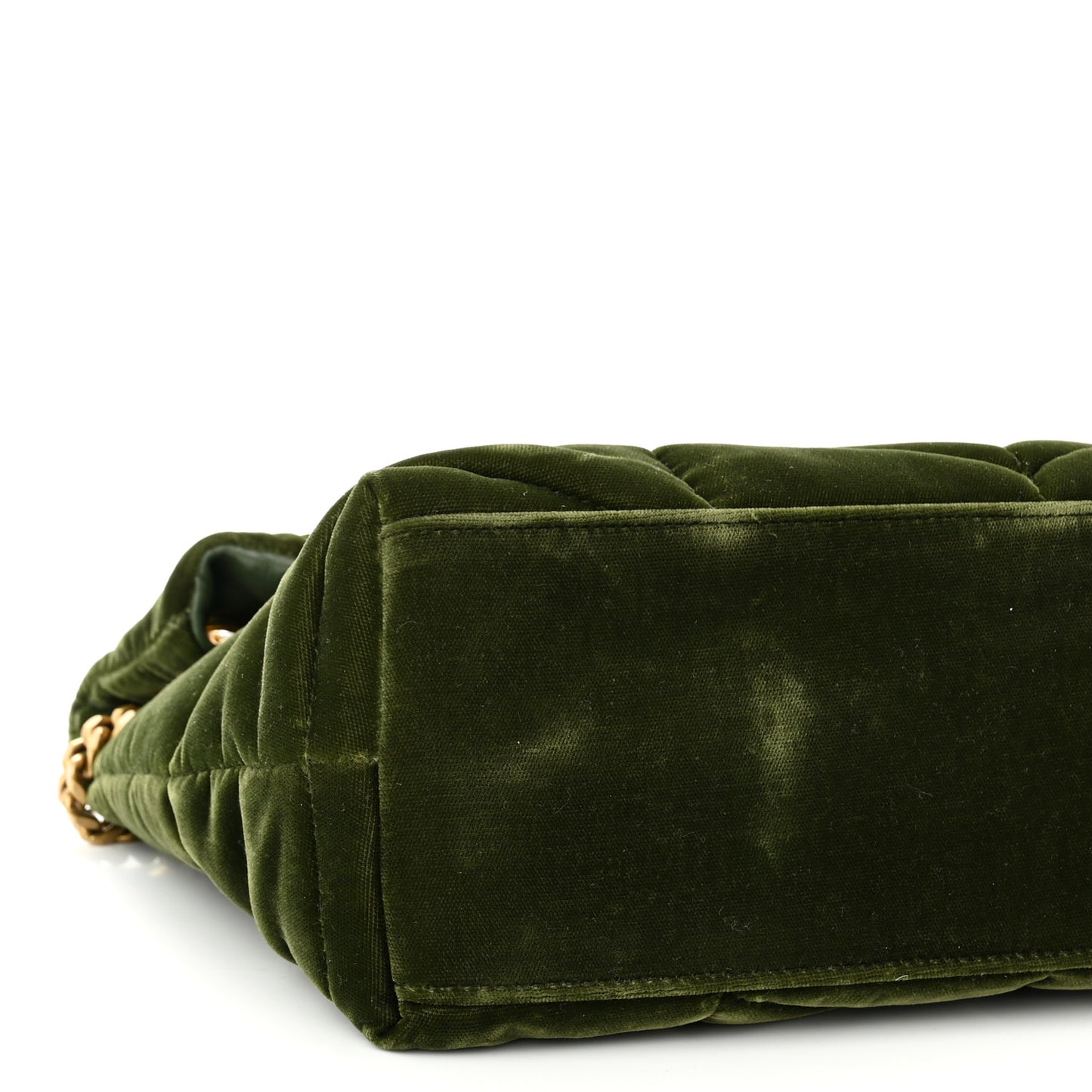 Velvet Quilted Small Loulou Puffer Monogram Chain Satchel Kaki Musk