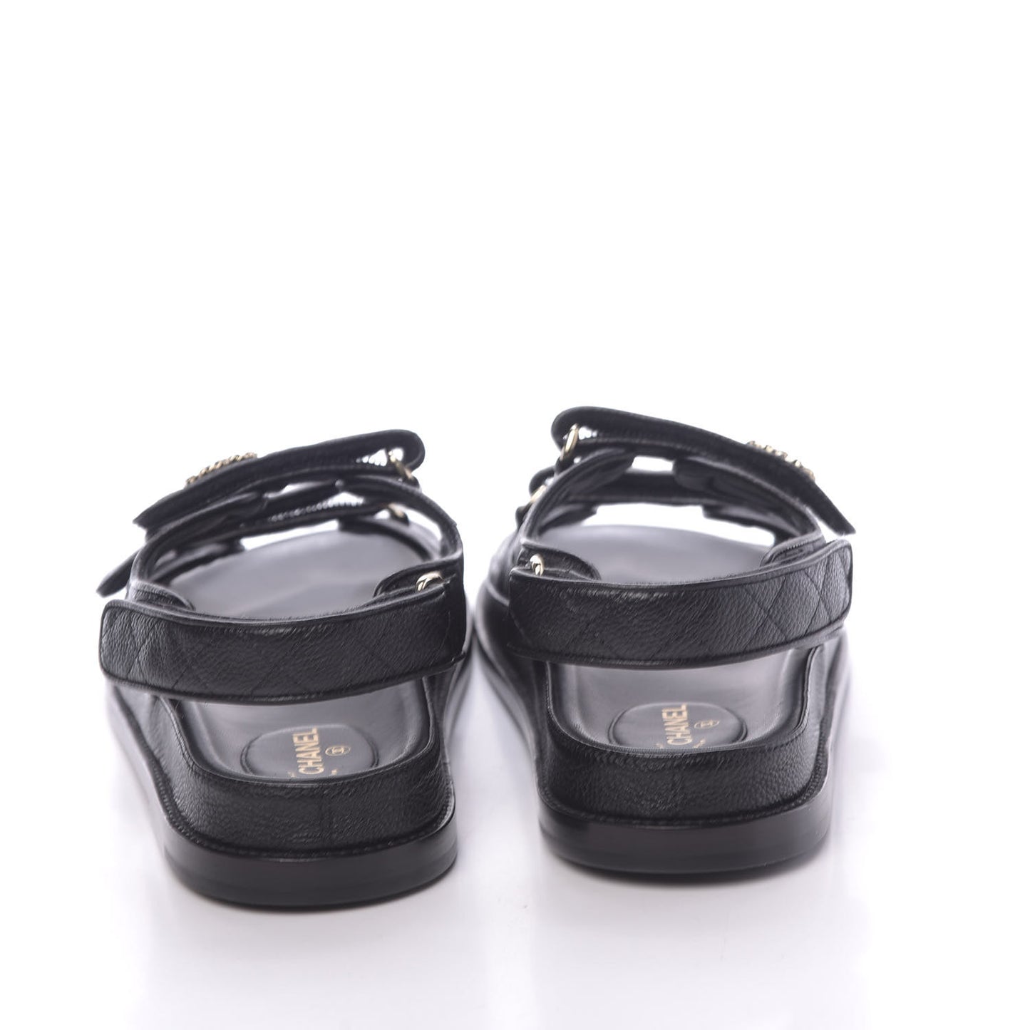Grained Calfskin Velcro Dad Sandals 39.5 Black