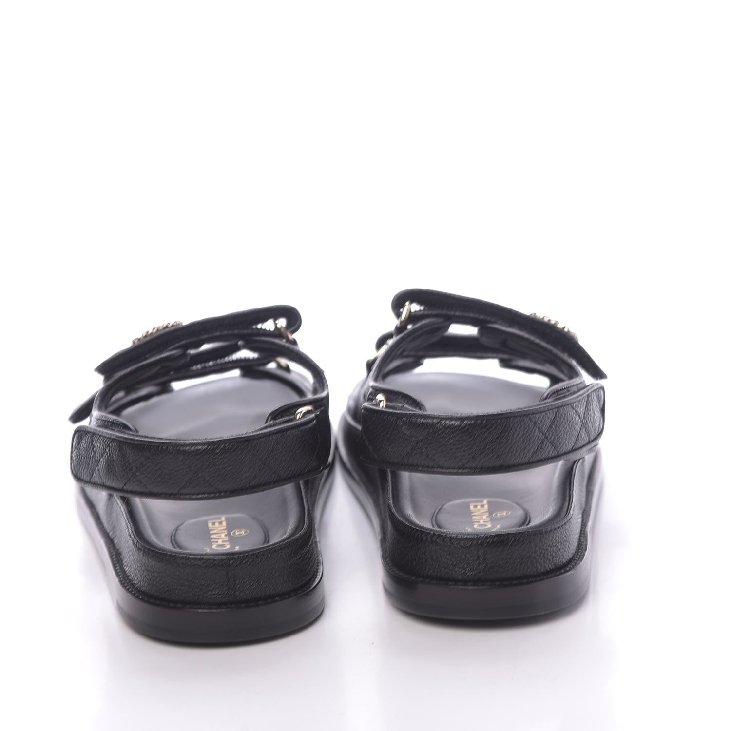 Chanel Grained Calfskin Velcro Dad Sandals 39.5 Black 5 of 13