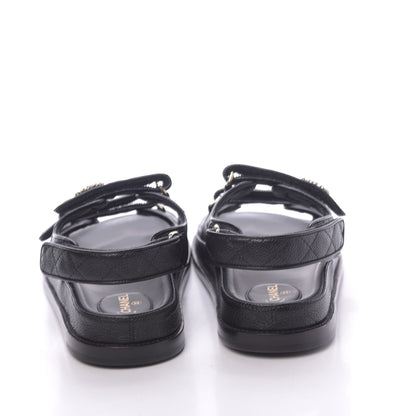 Chanel Grained Calfskin Velcro Dad Sandals 39.5 Black 5 of 13