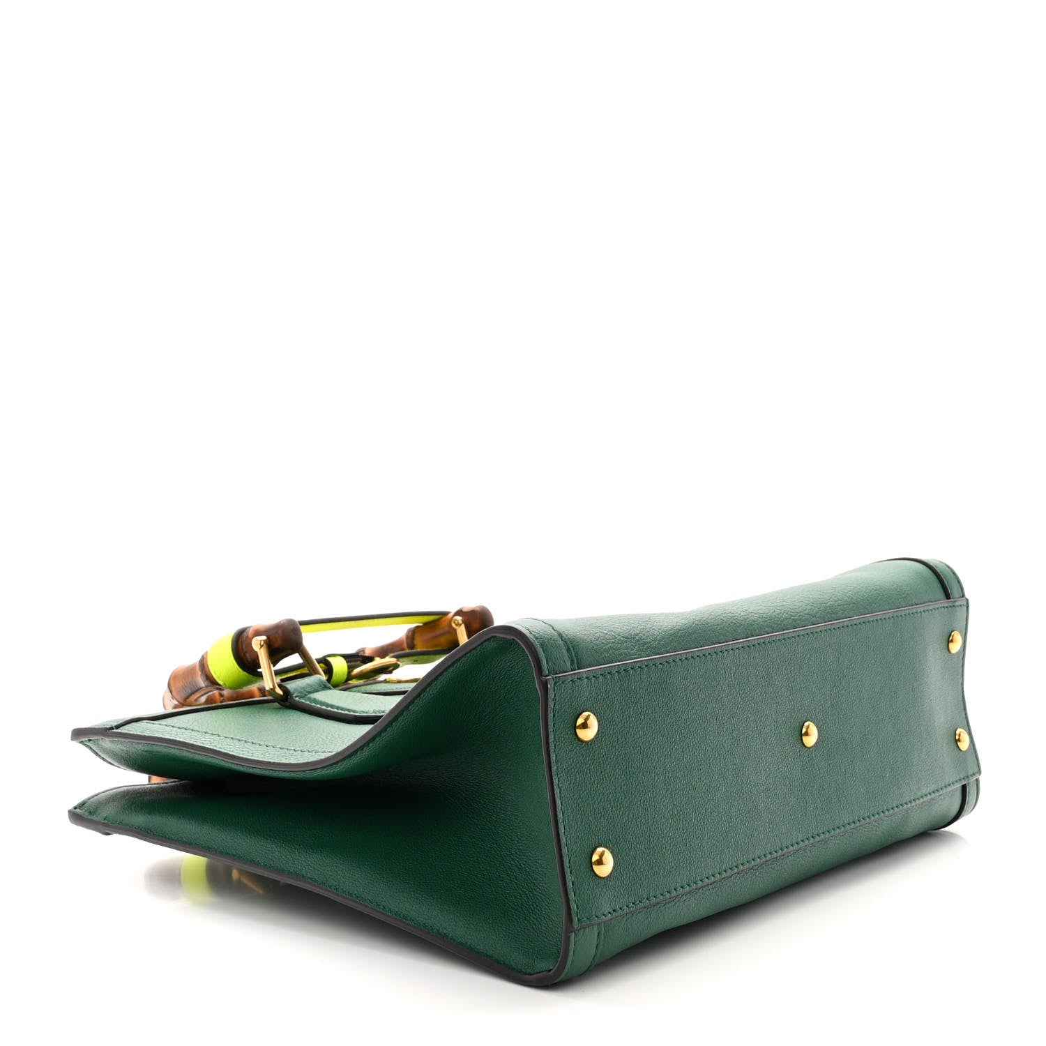 Gucci Wonka Grain Calfskin Small Diana Tote Bag Green Yellow Fluo 4 of 10