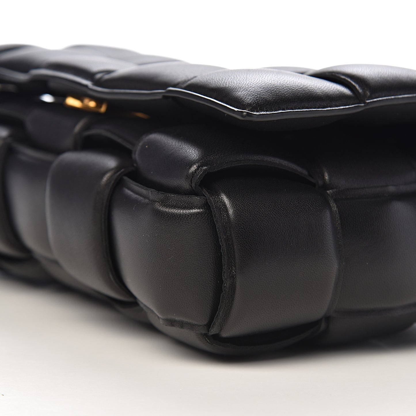 Paper Calfskin Maxi Intreccio Padded Cassette Crossbody Bag Black