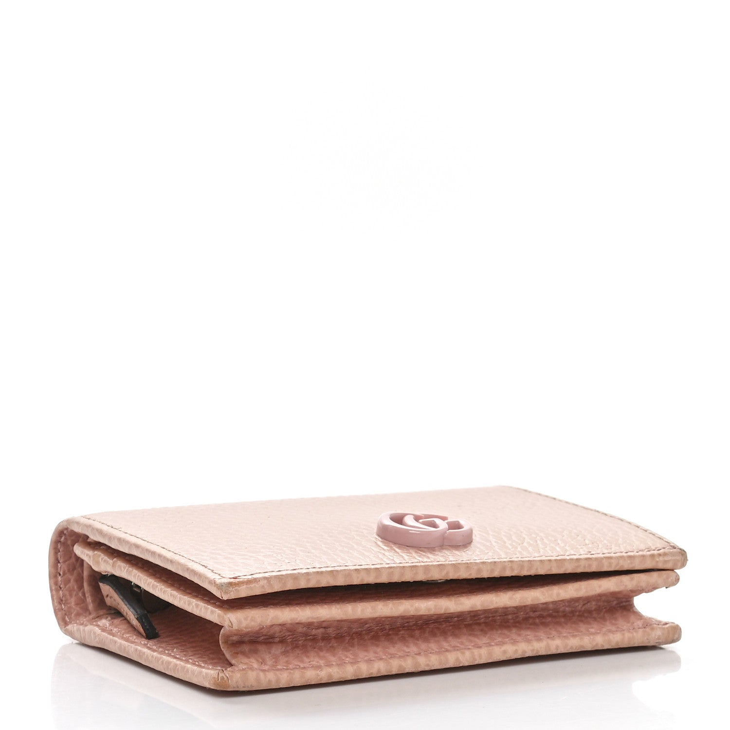 Gucci Dollar Calfskin Enamel Monochrome GG Marmont Card Case Perfect Pink 4 of 11