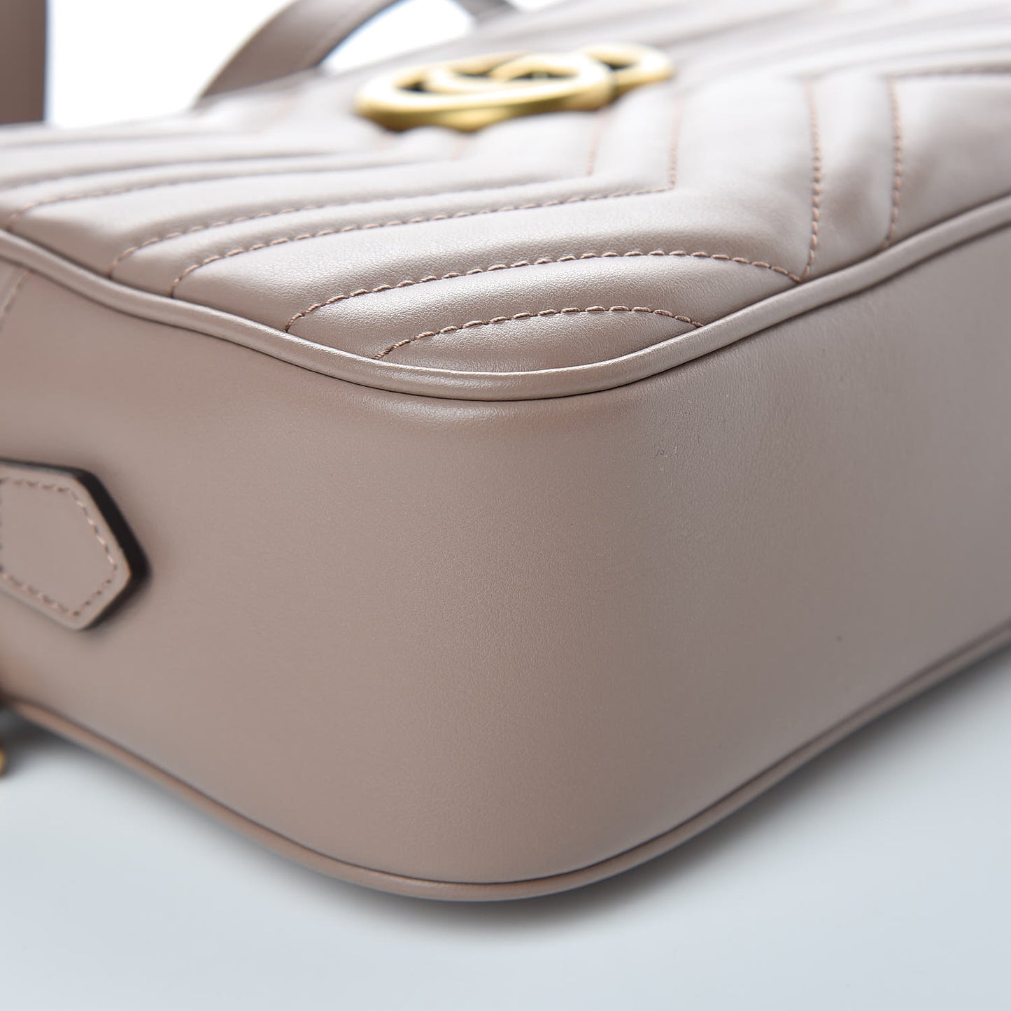 Calfskin Matelasse Small GG Marmont Chain Shoulder Bag Taupe