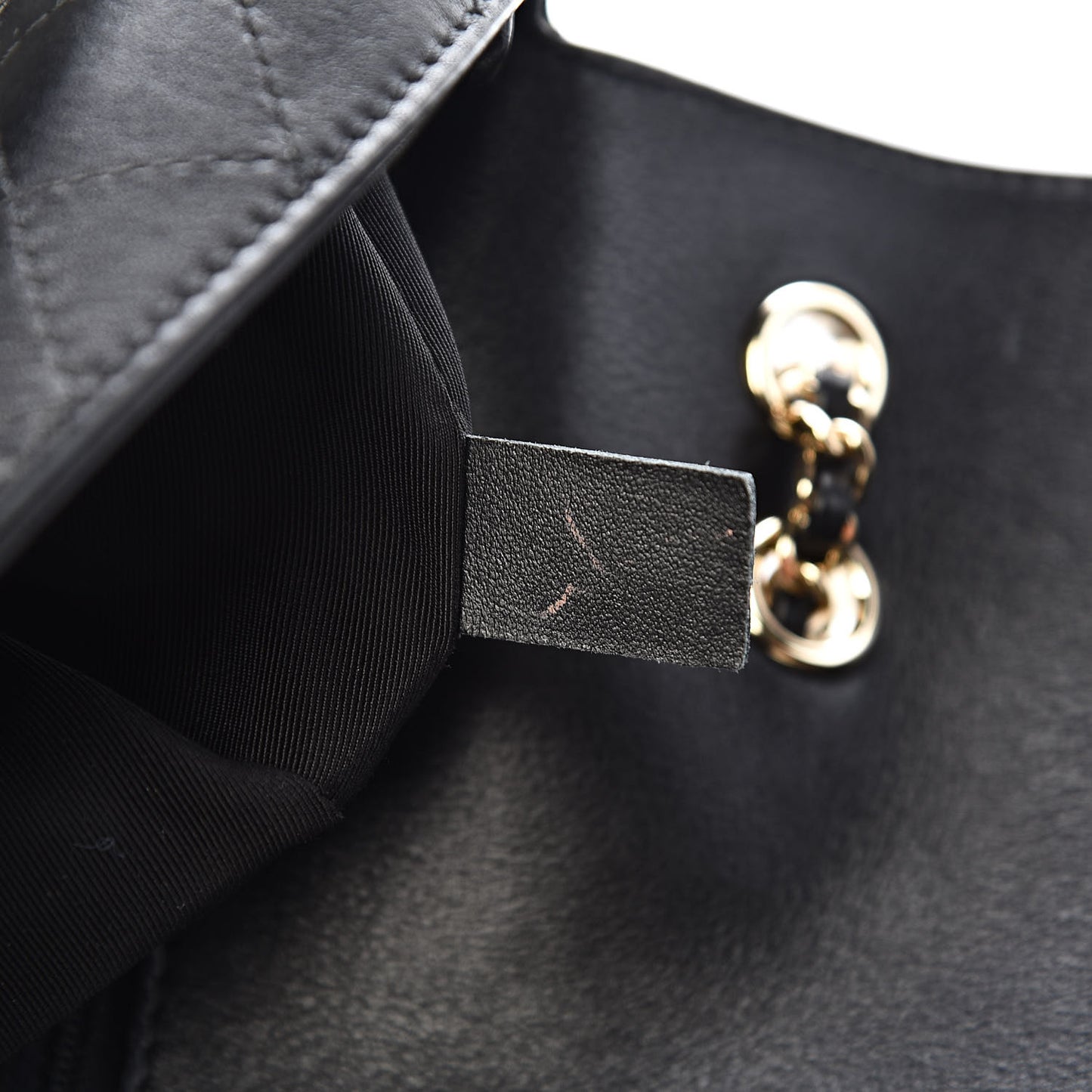 Calfskin Stitched Medium Covered CC Flap Bag Black