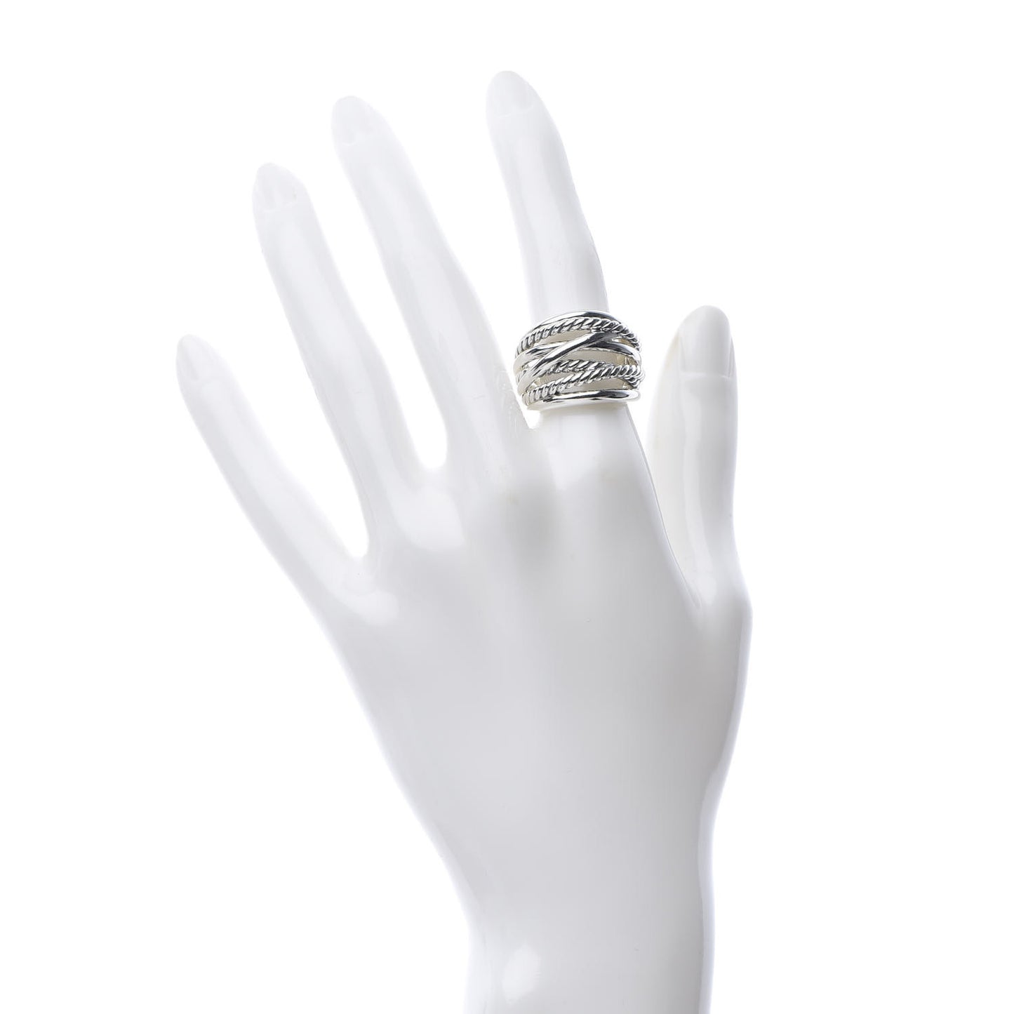 Sterling Silver 18mm Wide Crossover Cable Ring 52 6