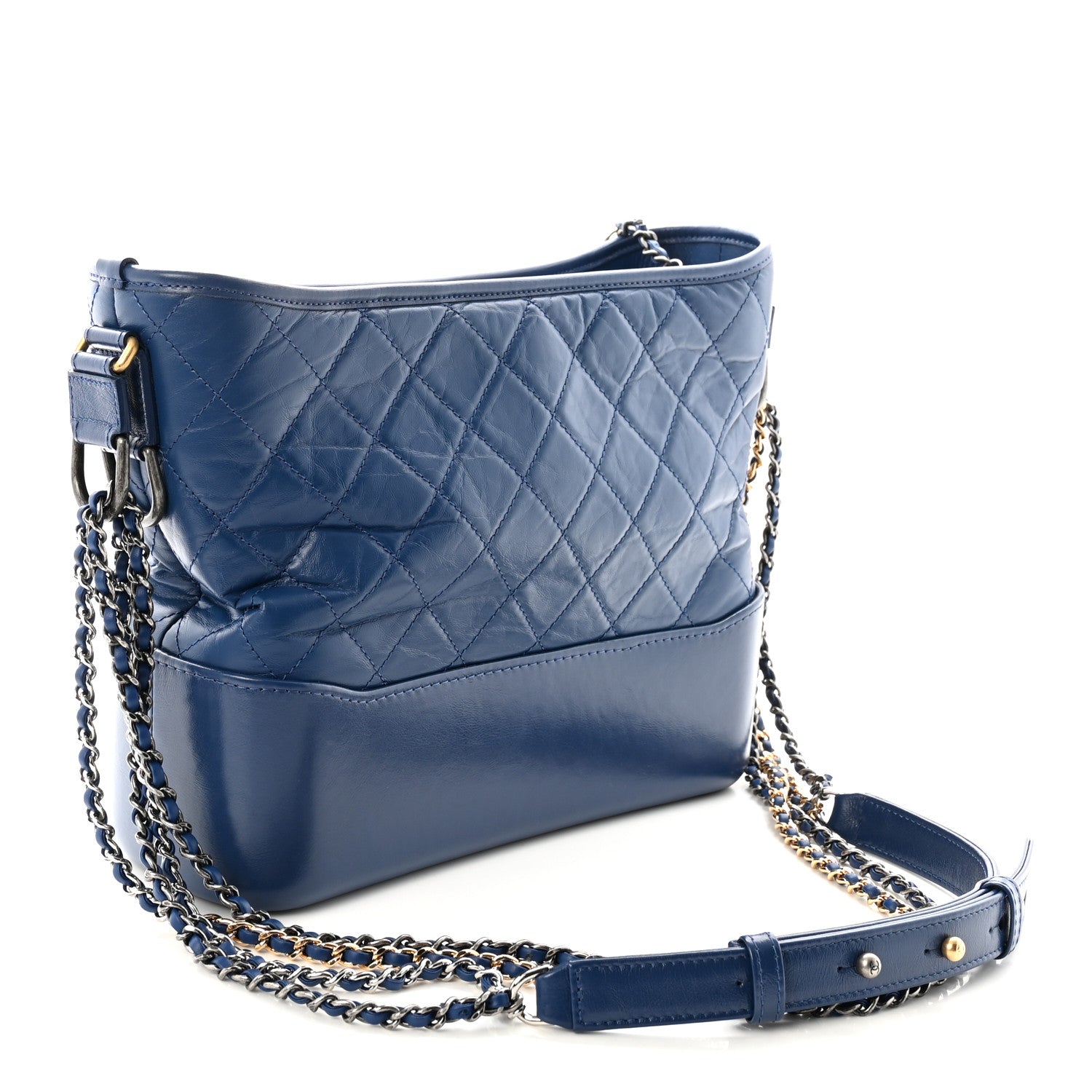Chanel Aged Calfskin Quilted Medium Gabrielle Hobo Blue 3 of 10