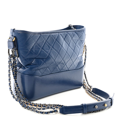 Chanel Aged Calfskin Quilted Medium Gabrielle Hobo Blue 3 of 10