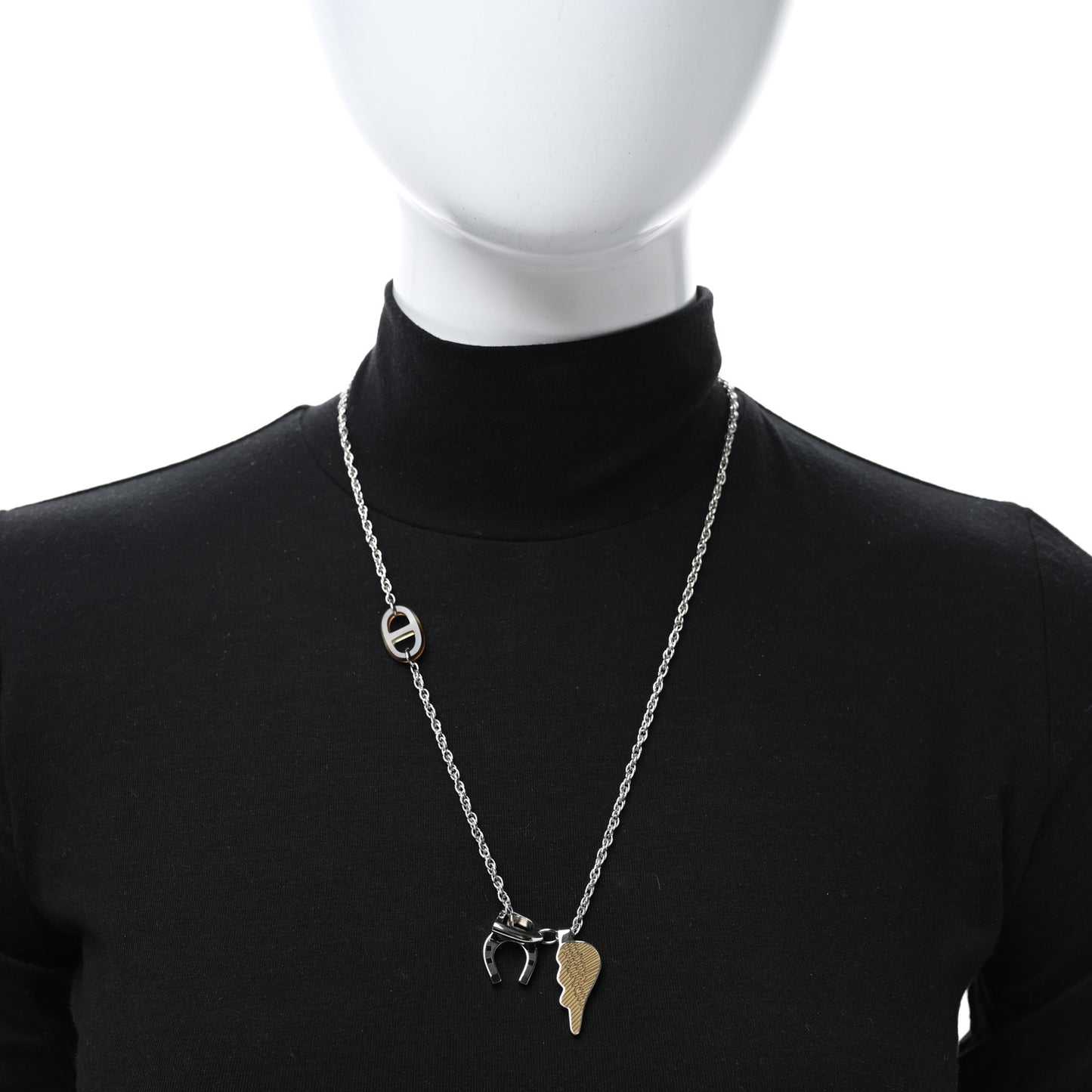 Palladium Buffalo Horn Lacquered Bon Voyage Necklace Black Dore