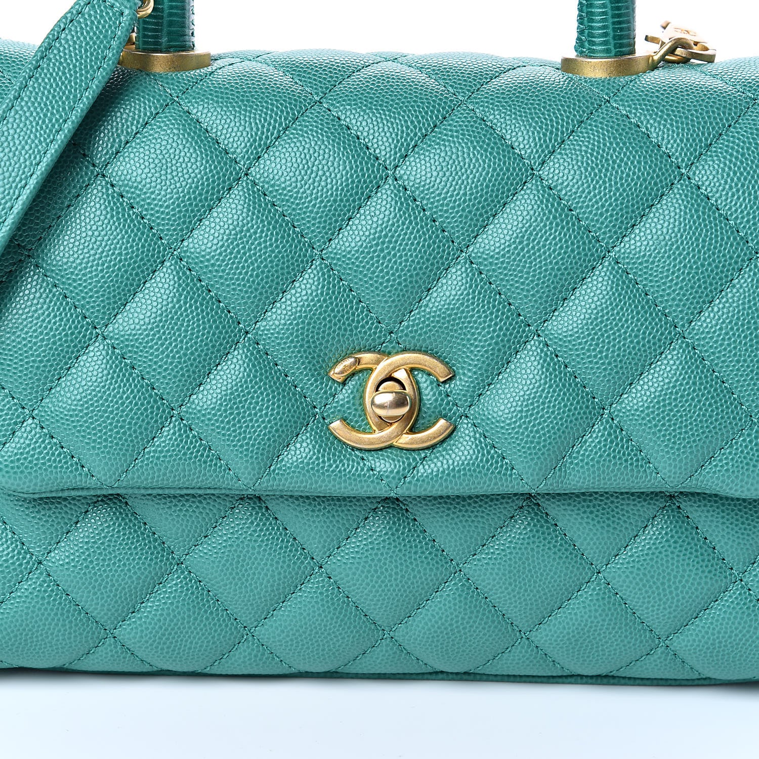Chanel Caviar Lizard Quilted Mini Coco Handle Flap Green 8 of 12