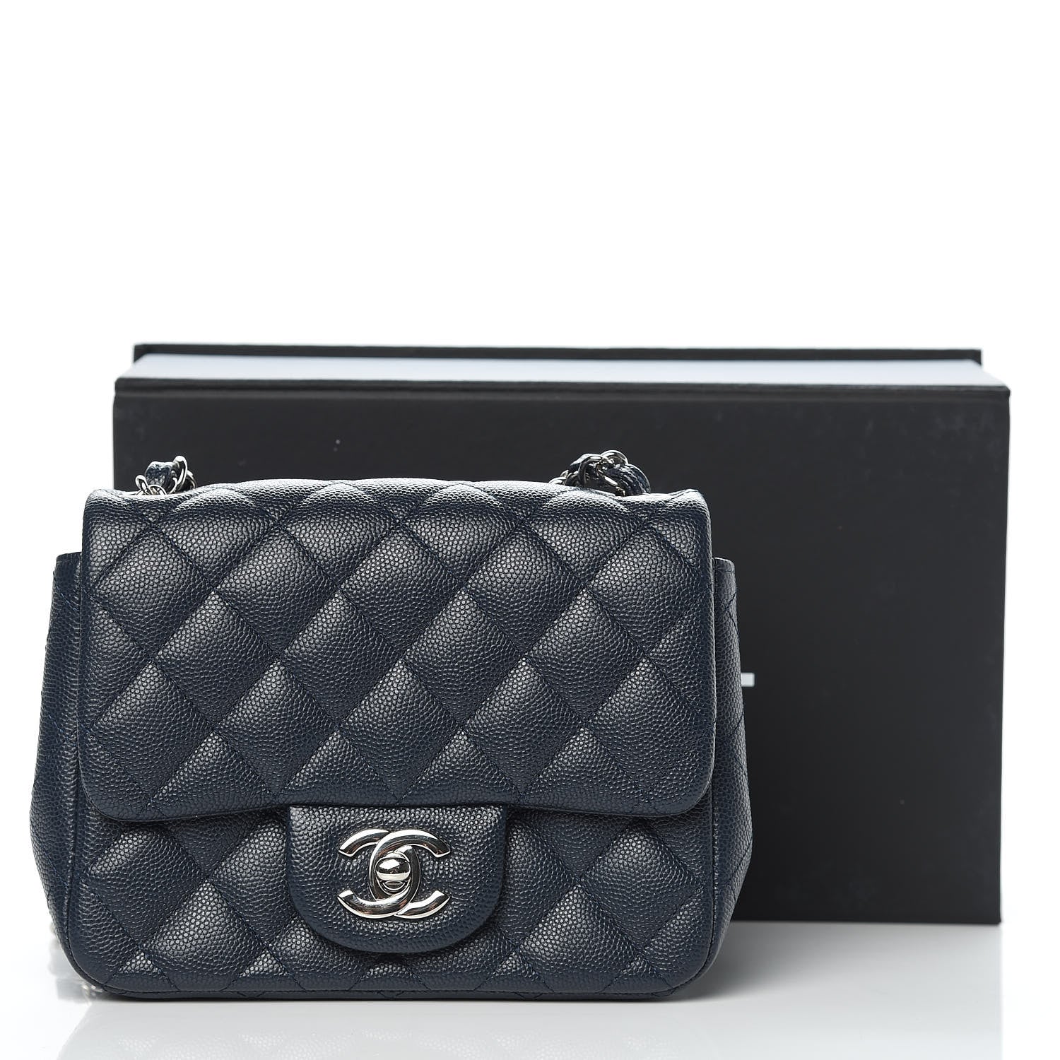 Chanel Caviar Quilted Mini Square Flap Navy 10 of 10
