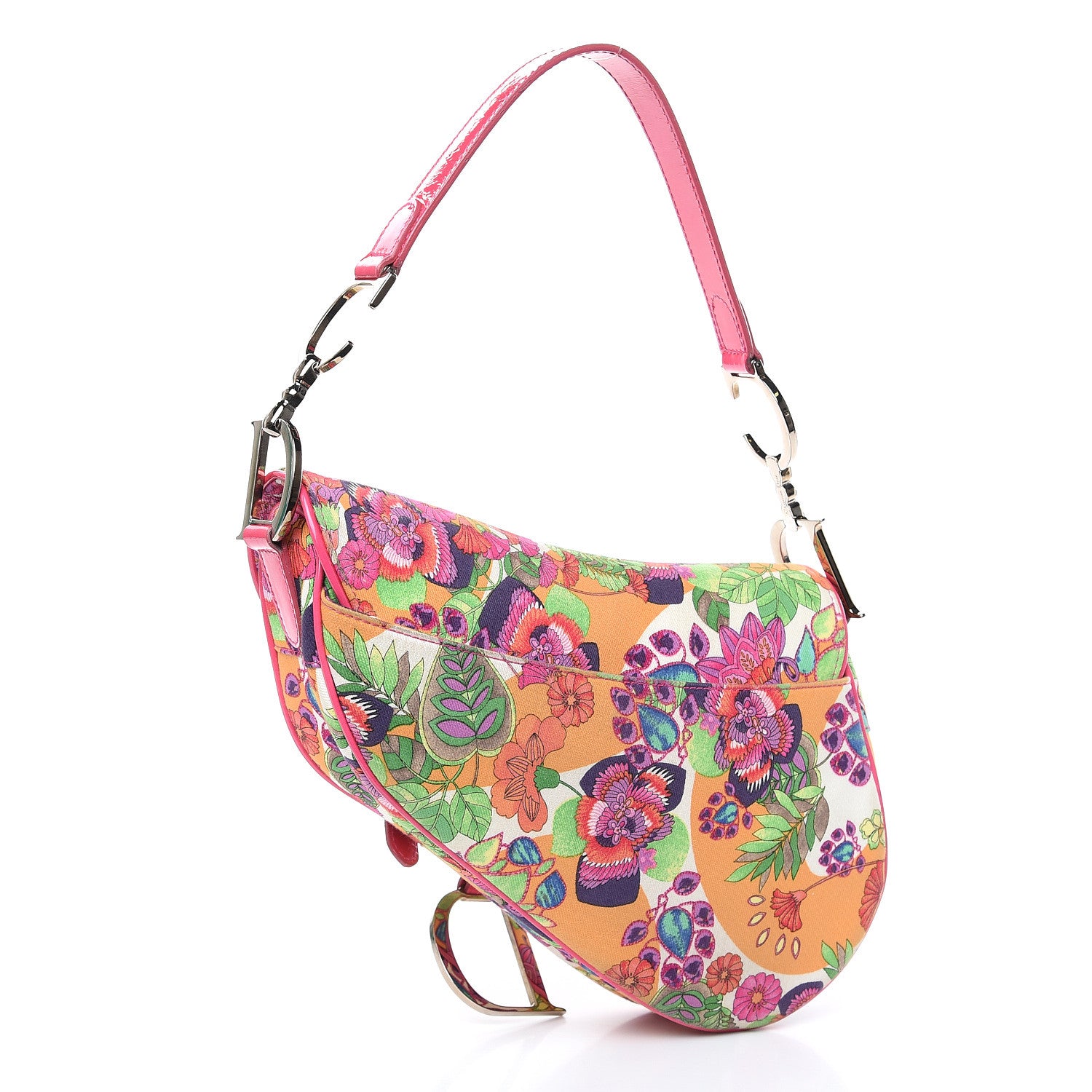 Christian Dior Canvas Floral Saddle Bag Multicolor 3 of 13