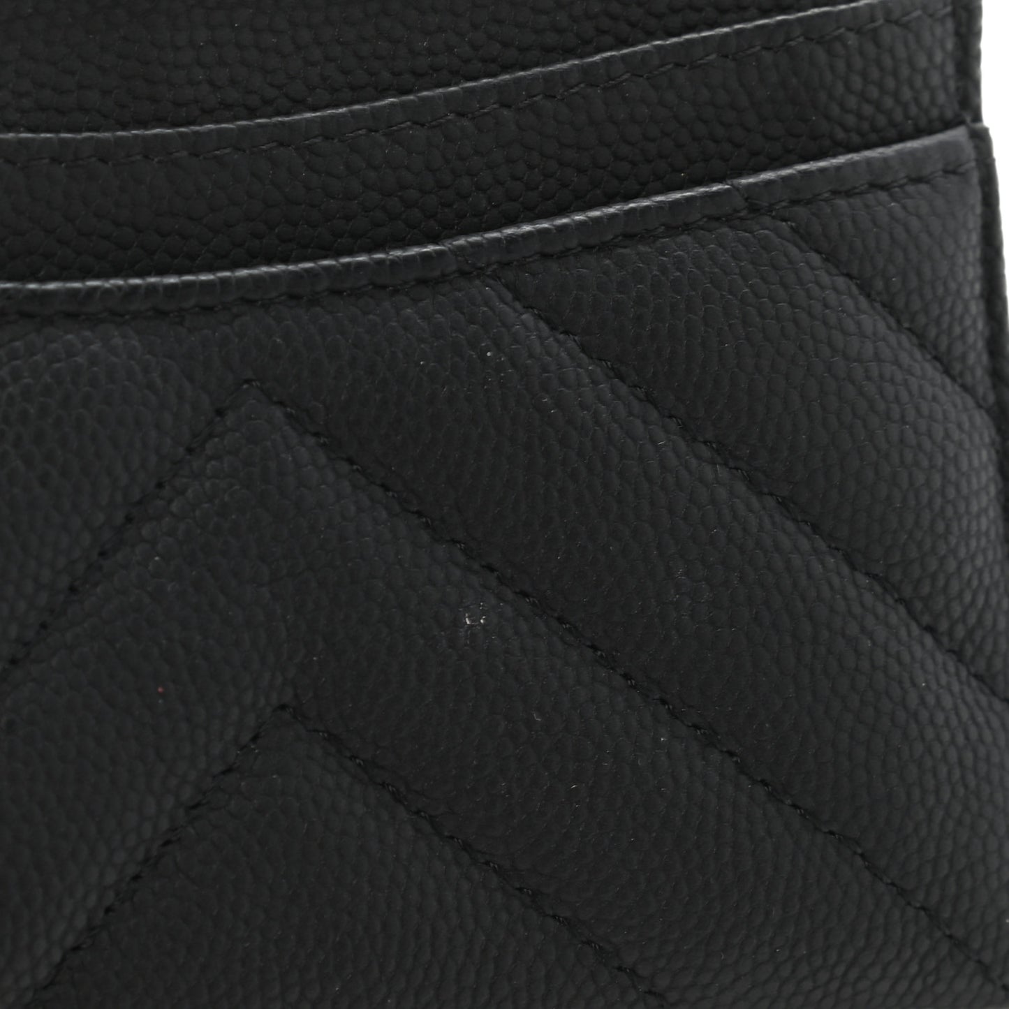 Caviar Chevron Quilted Card Holder Black