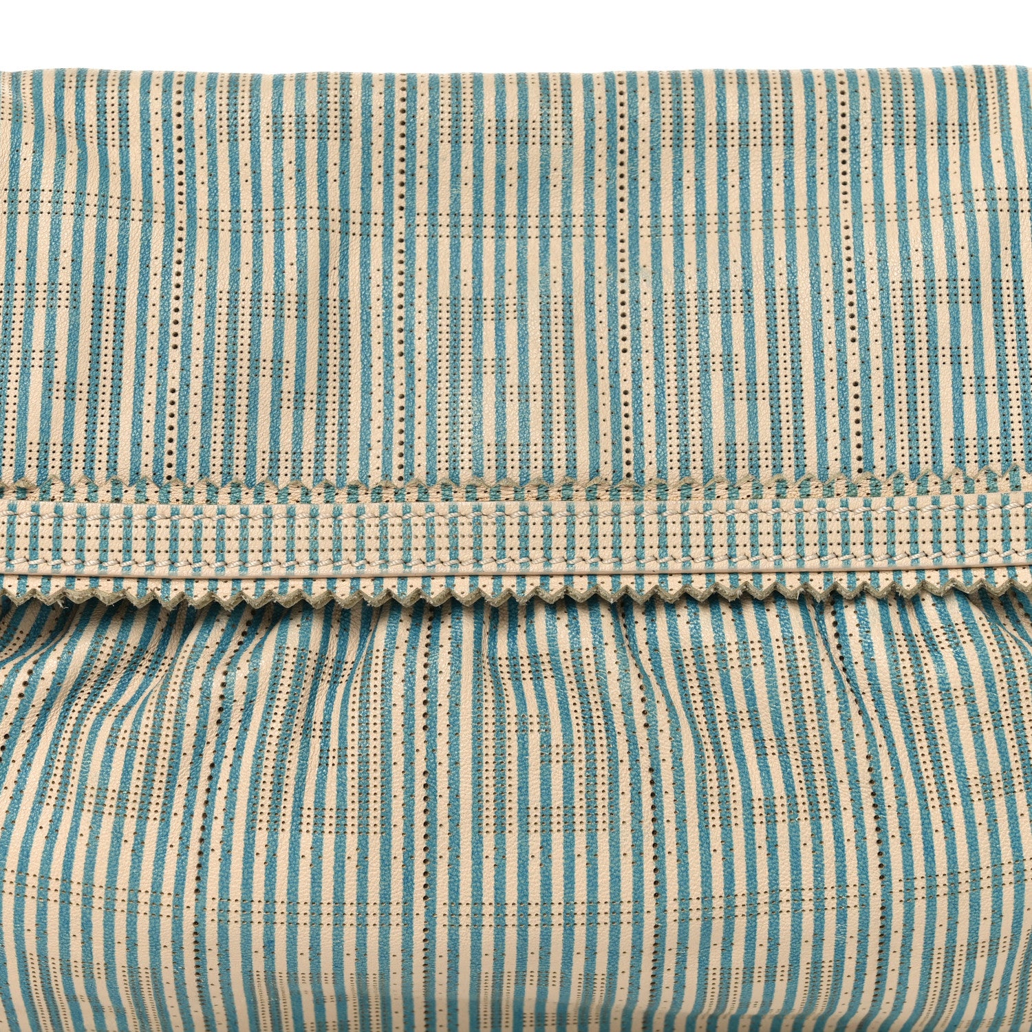 Fendi Vitello Perforated FF Striped Small Chef Bag Blue White 8 of 10
