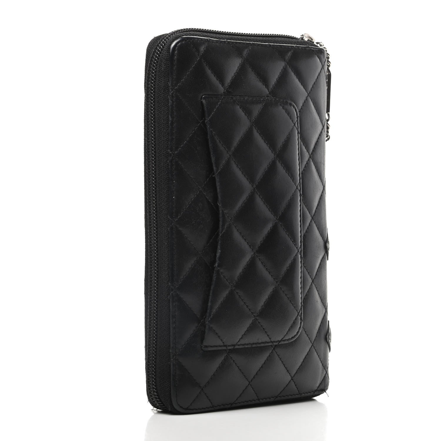 Chanel Calfskin Quilted Cambon Zip Around Organizer Wallet Black 3 of 11