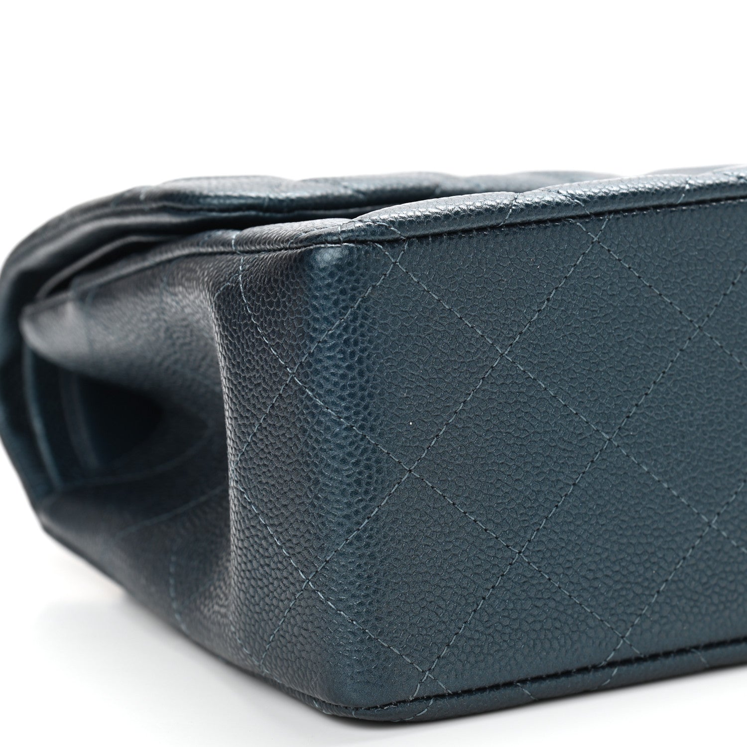 Chanel Metallic Caviar Quilted Jumbo Double Flap Dark Blue 8 of 10