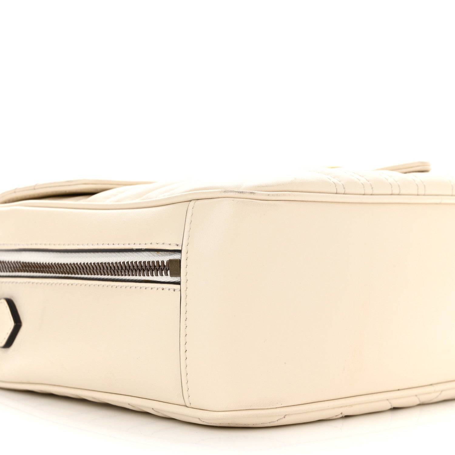 Gucci Calfskin Matelasse Sylvie Web Small GG Marmont Top Handle Shoulder Bag White 9 of 13