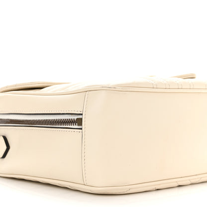 Gucci Calfskin Matelasse Sylvie Web Small GG Marmont Top Handle Shoulder Bag White 9 of 13