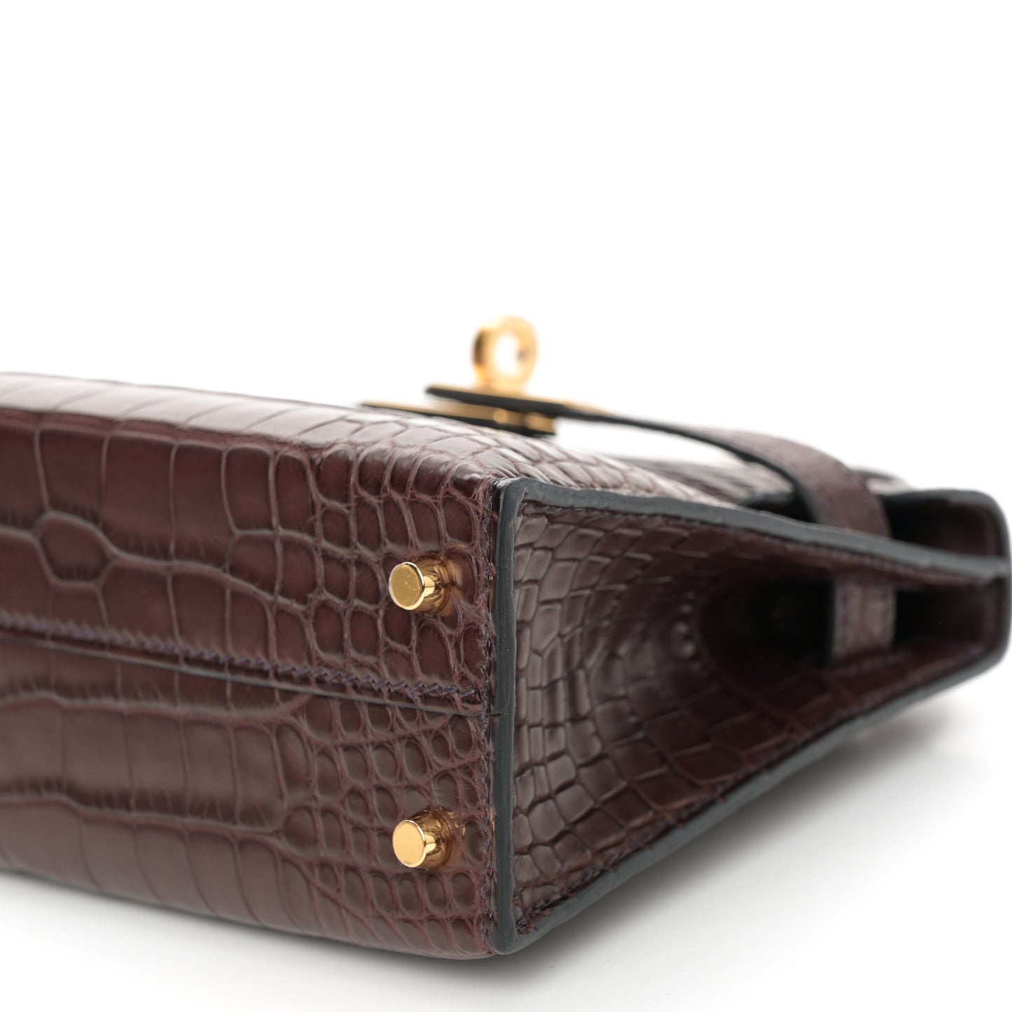 Matte Alligator Mini Kelly Sellier 20 Havane