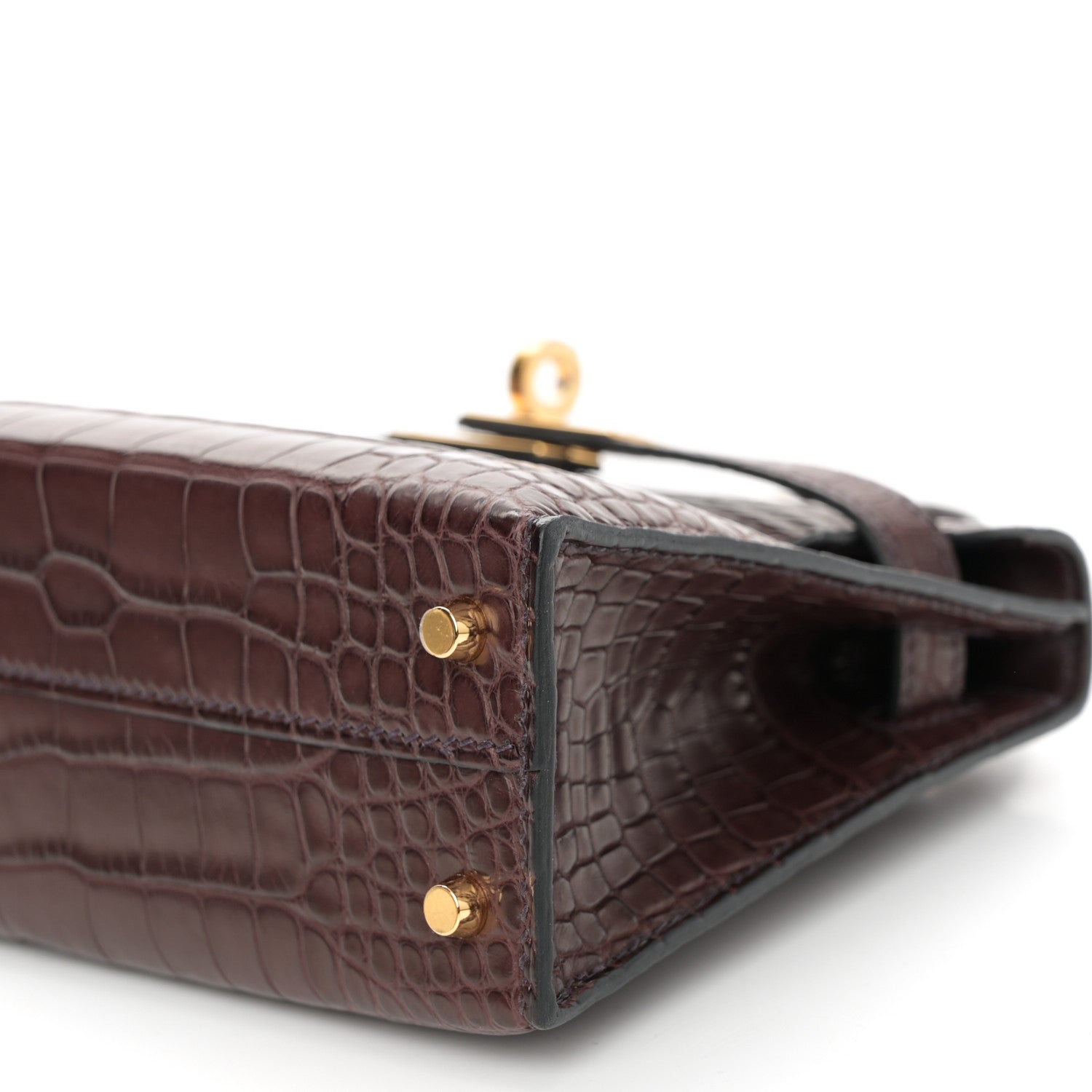 Hermes Matte Alligator Mini Kelly Sellier 20 Havane 10 of 11