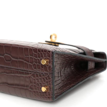 Hermes Matte Alligator Mini Kelly Sellier 20 Havane 10 of 11