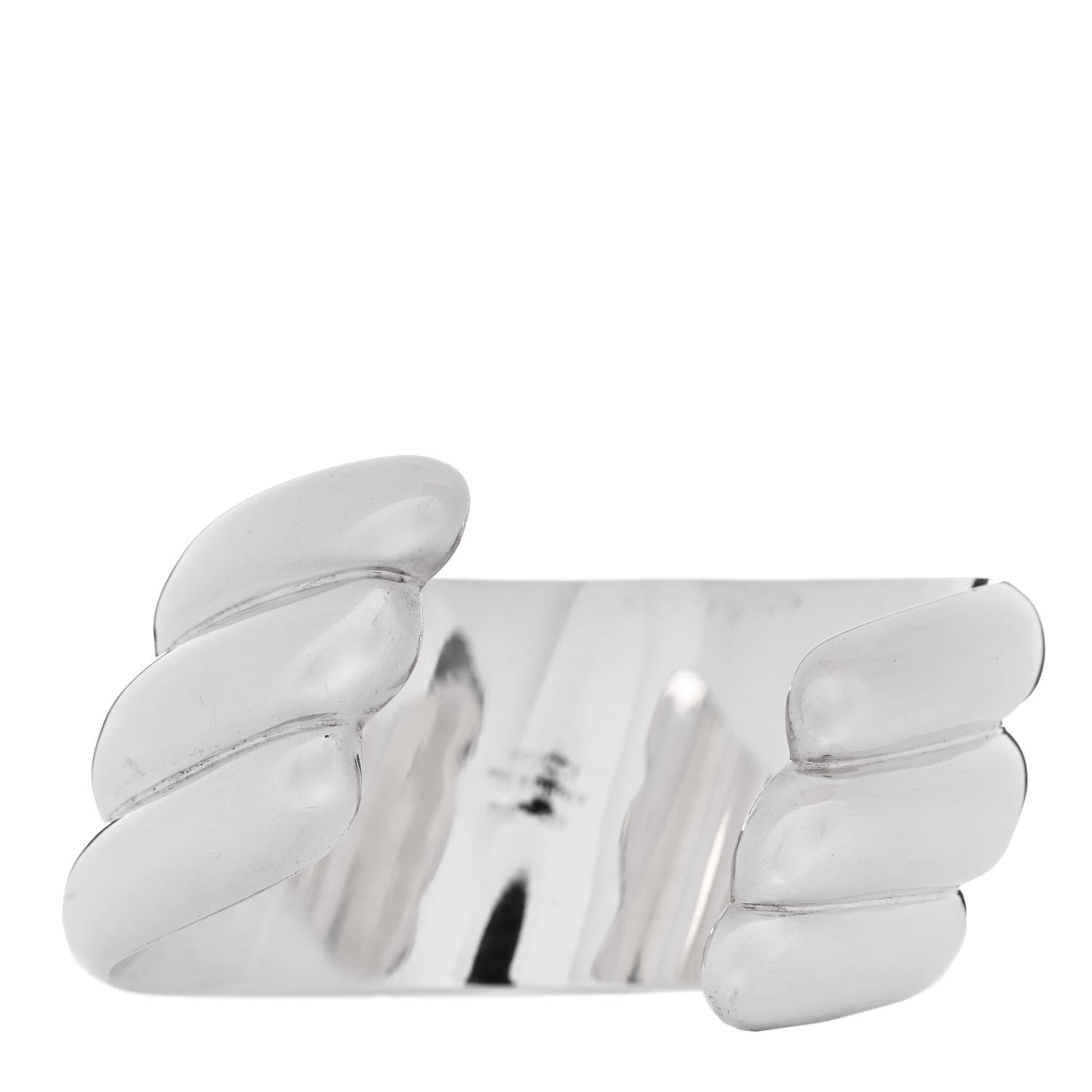 Gucci Sterling Silver Wide Puffy 3 Row Cuff Bracelet 3 of 4
