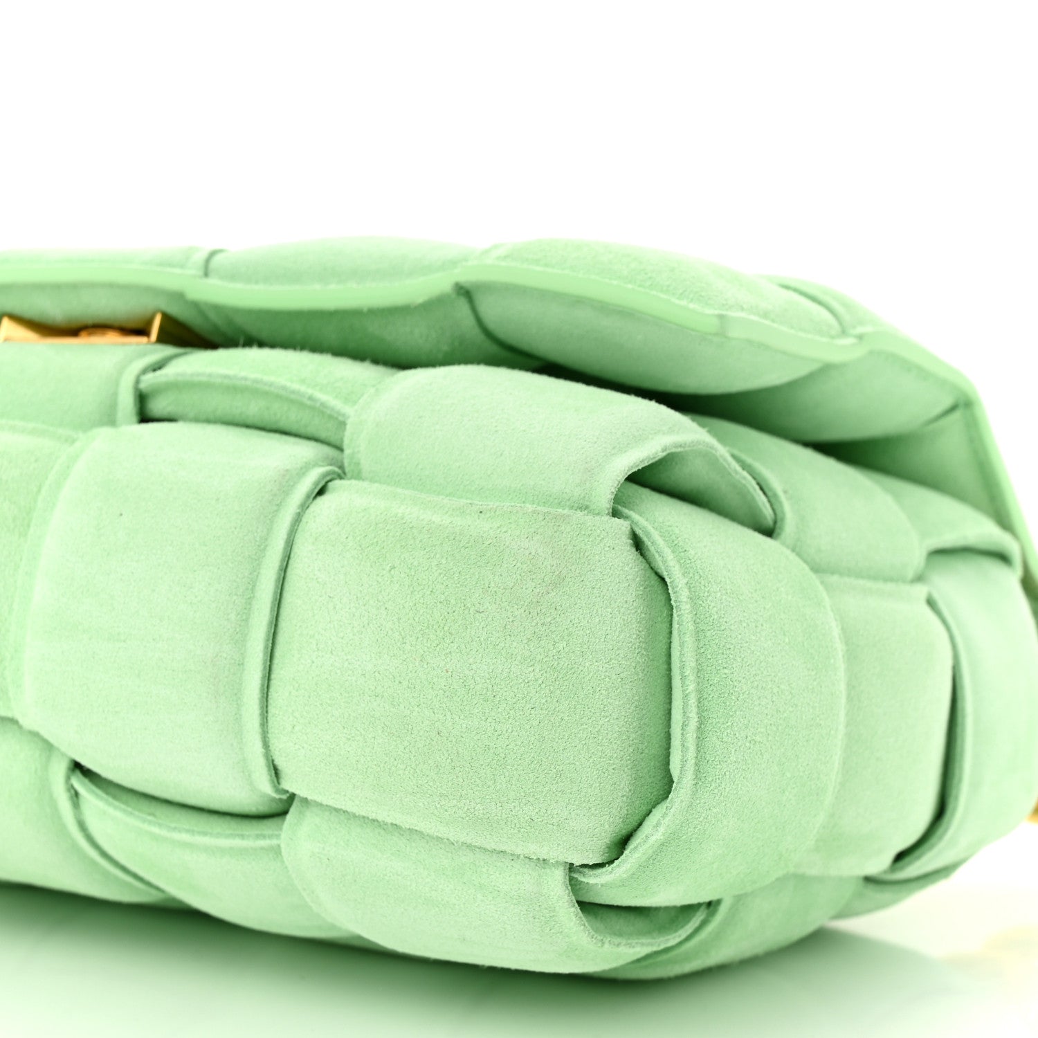 Bottega Veneta Suede Maxi Intrecciato Padded Chain Cassette Crossbody Bag Wasabi 10 of 10