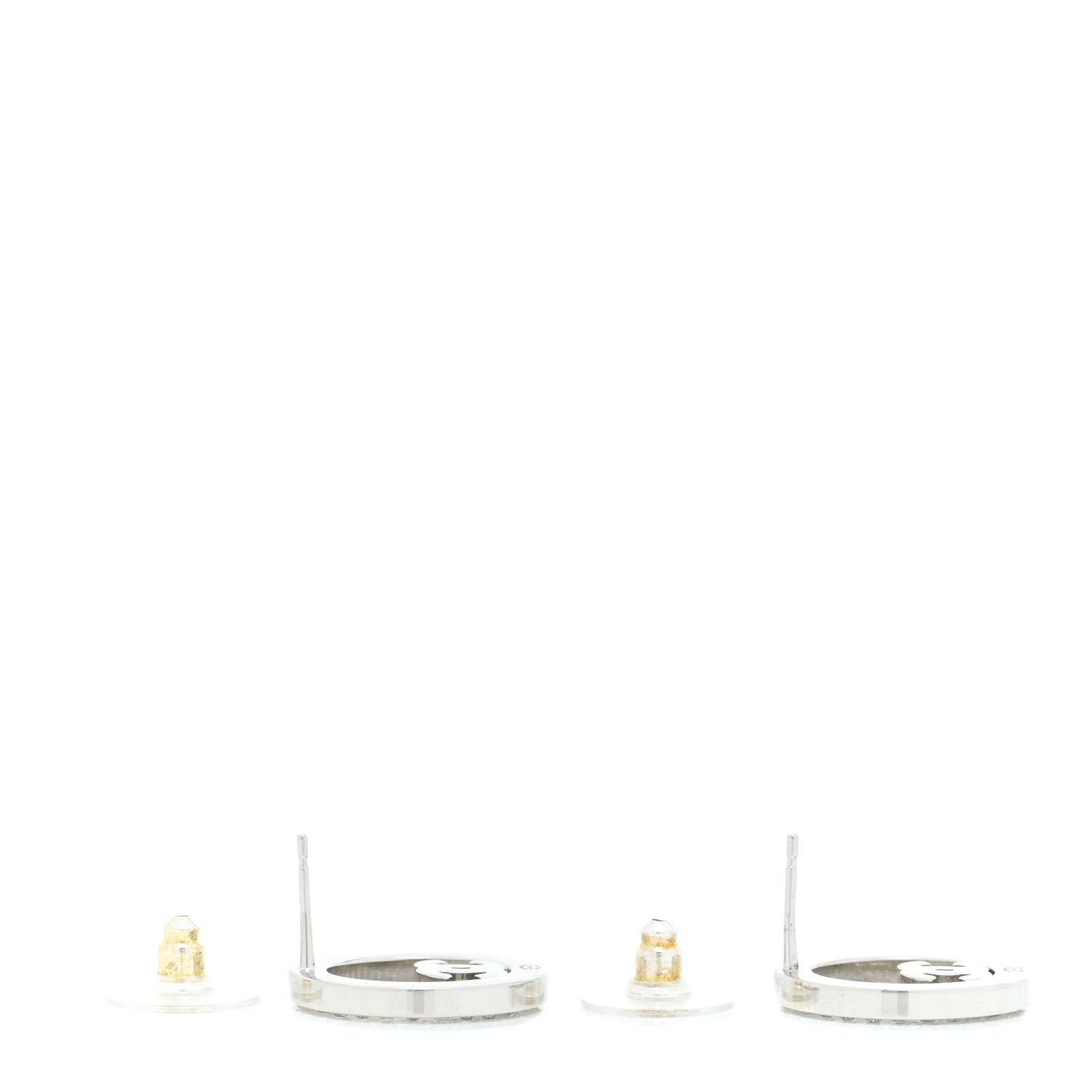 Chanel Crystal CC Round Earrings Silver 4 of 5