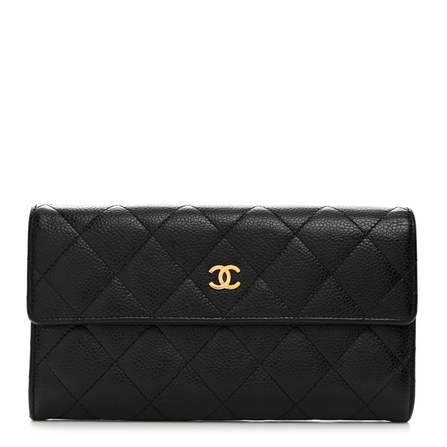 Chanel Caviar Quilted Long Flap Wallet Black 1 of 9