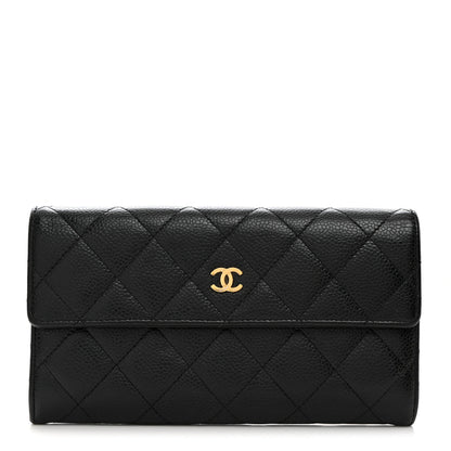 Chanel Caviar Quilted Long Flap Wallet Black 1 of 9