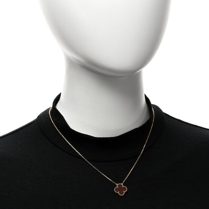 Van Cleef & Arpels 18K Yellow Gold Carnelian Vintage Alhambra Pendant Necklace 2 of 5