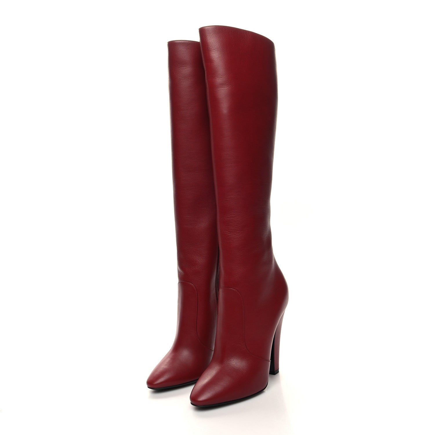 Saint Laurent Calfskin Knee High Skinny Boots 37 Opyum Red 3 of 7