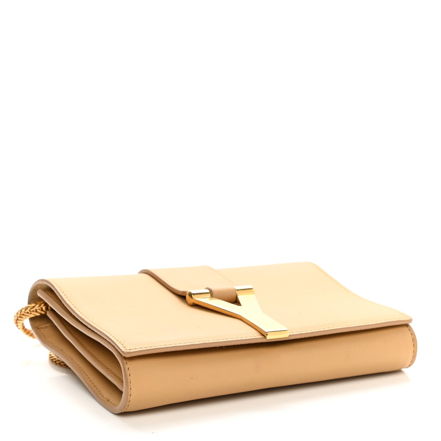 Calfskin Small Classic Y Satchel Bag Beige