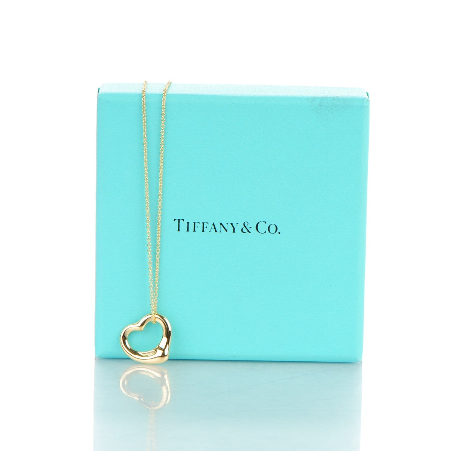 Tiffany 18K Yellow Gold 16mm Elsa Peretti Open Heart Pendant Necklace 7 of 7
