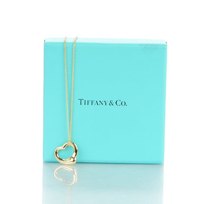 Tiffany 18K Yellow Gold 16mm Elsa Peretti Open Heart Pendant Necklace 7 of 7
