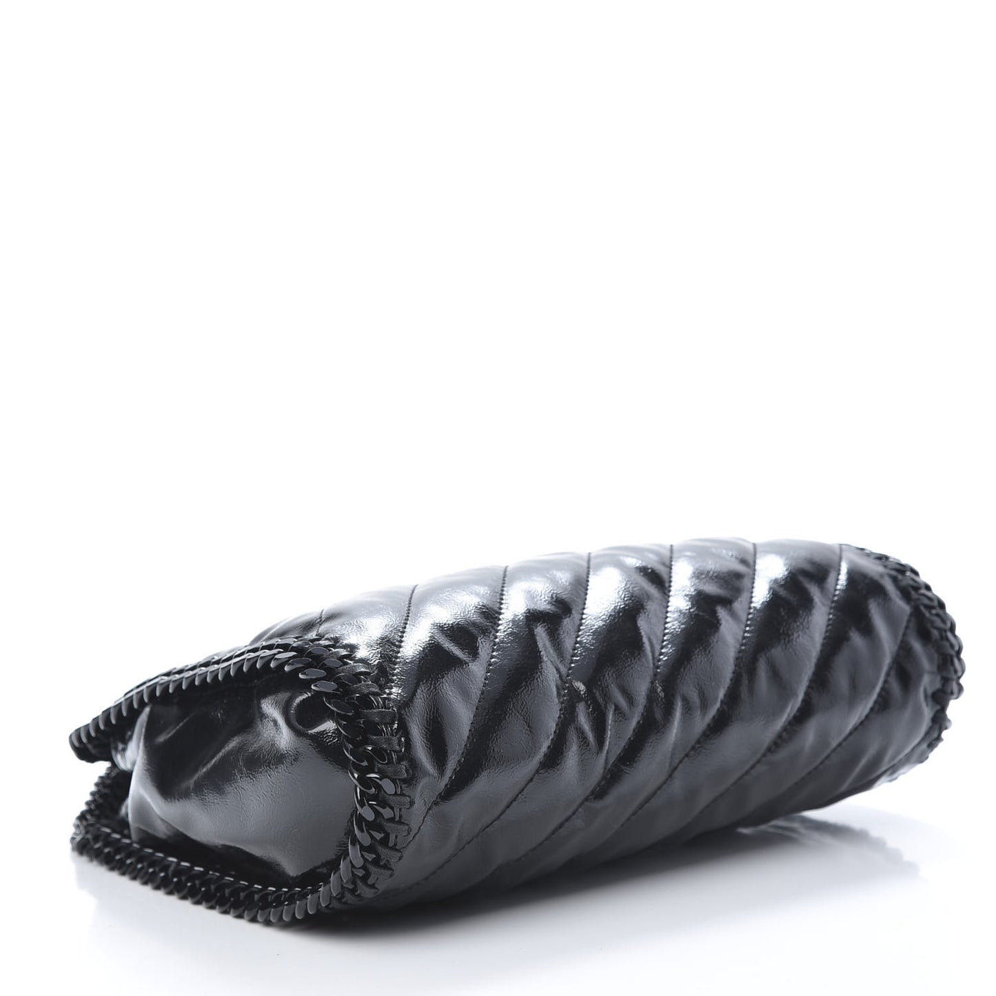 Patent Eco Alter Nappa Quilted Mini Falabella Fold Over Tote Black