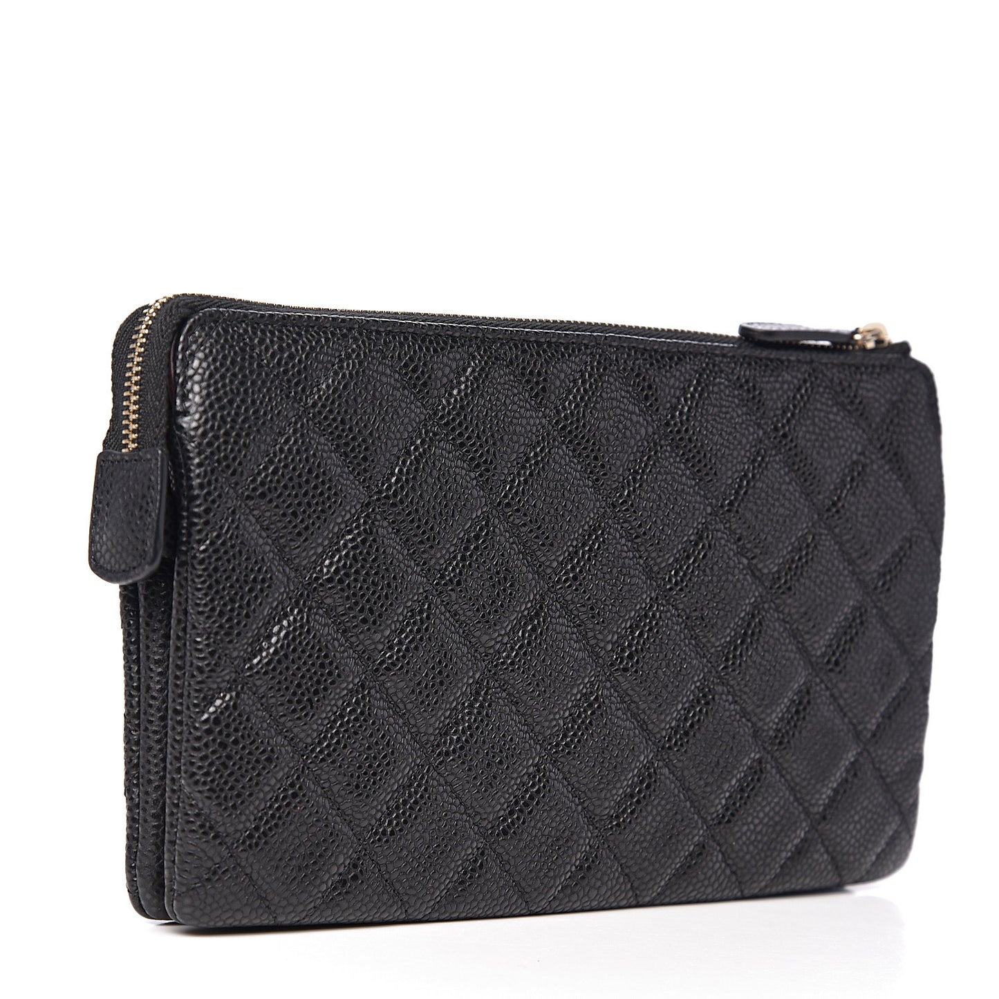 Caviar Quilted Small Zipped Pouch Black