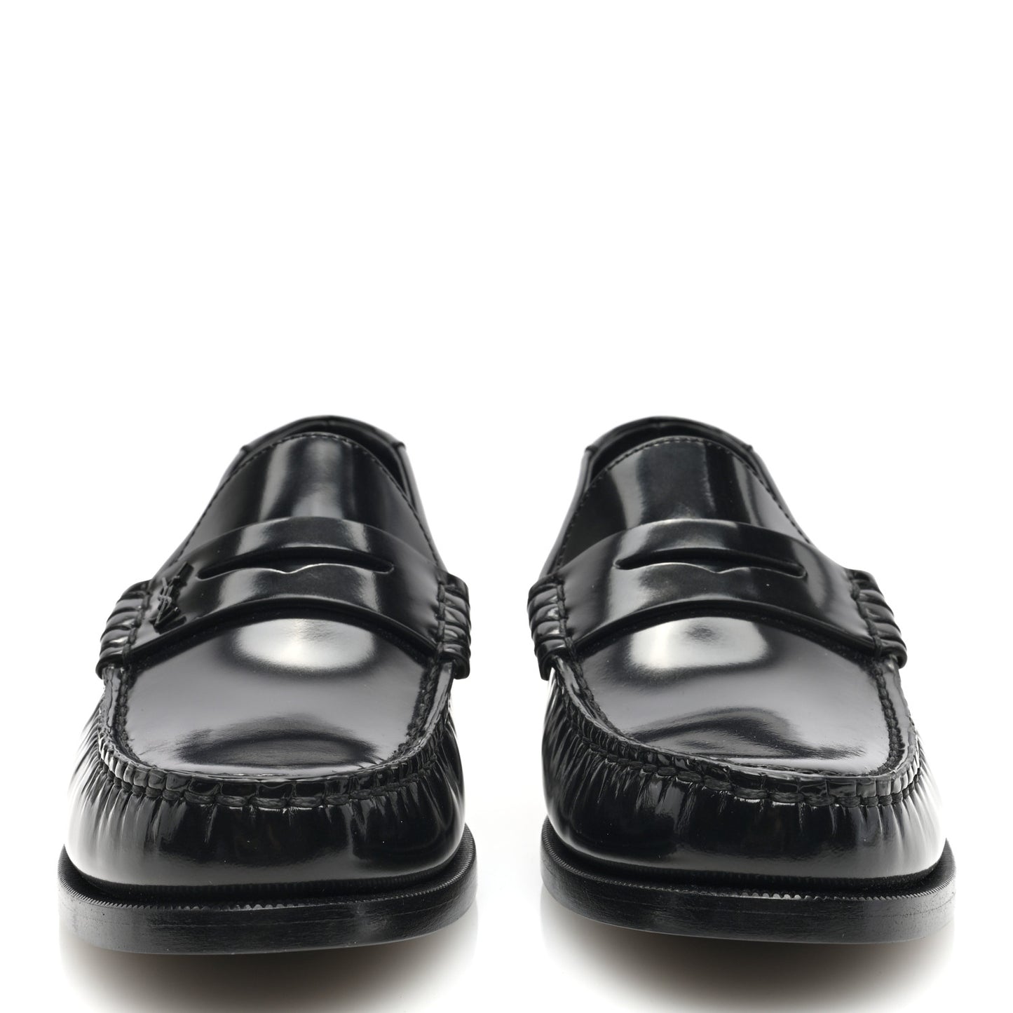Patent Calfskin Penny Loafers 39 Black