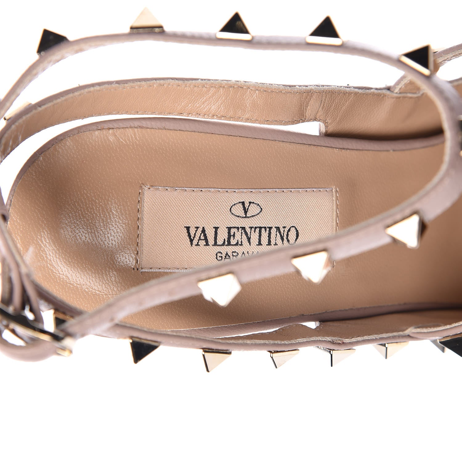 Valentino Garavani Patent Rockstud Ankle Strap Pumps 38.5 Poudre 7 of 9
