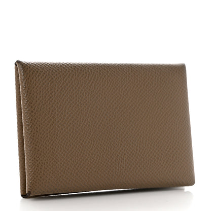 Hermes Epsom Calvi Card Case Etoupe 3 of 12