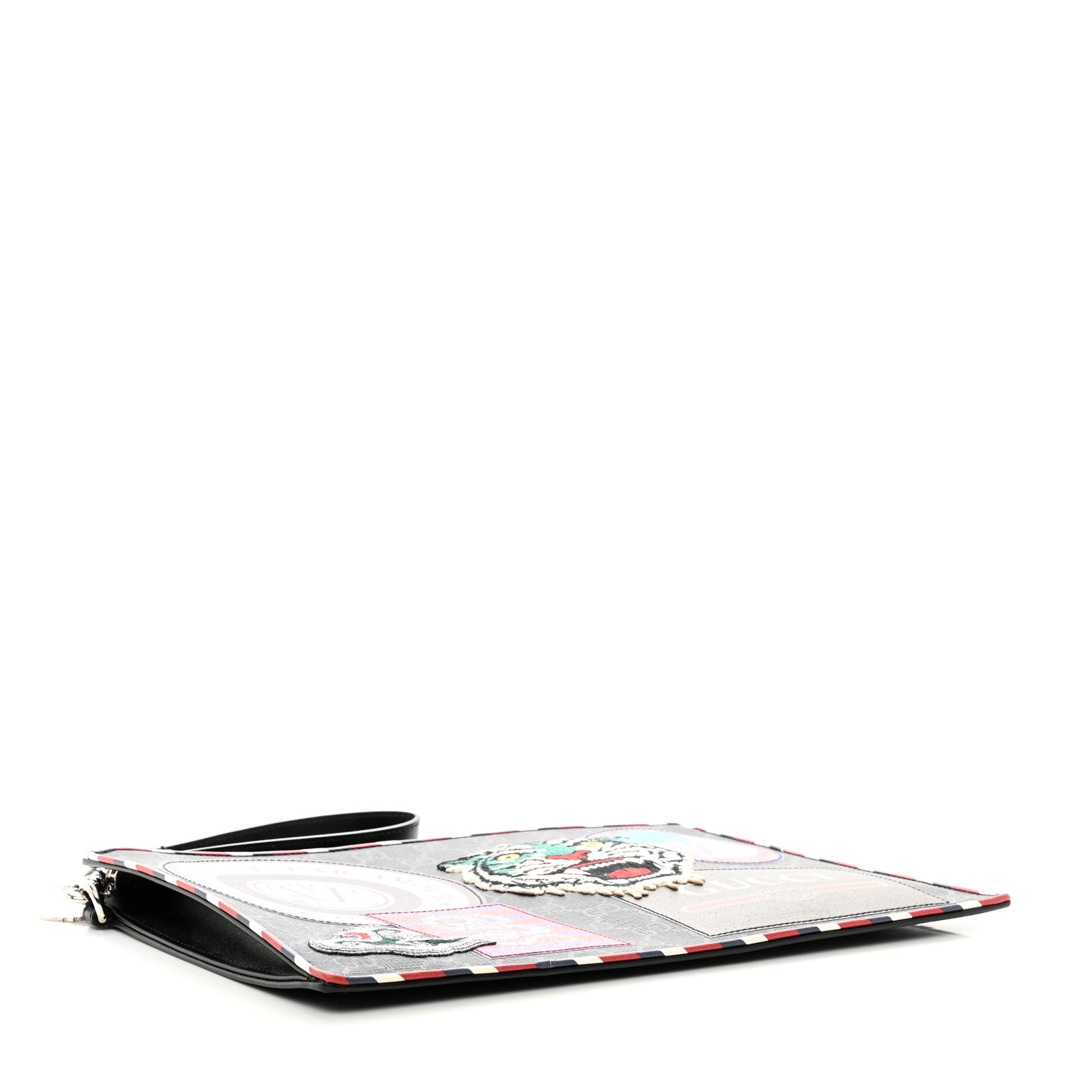 Gucci GG Supreme Monogram Night Courrier Zip Wristlet Pouch Black Multicolor 4 of 7