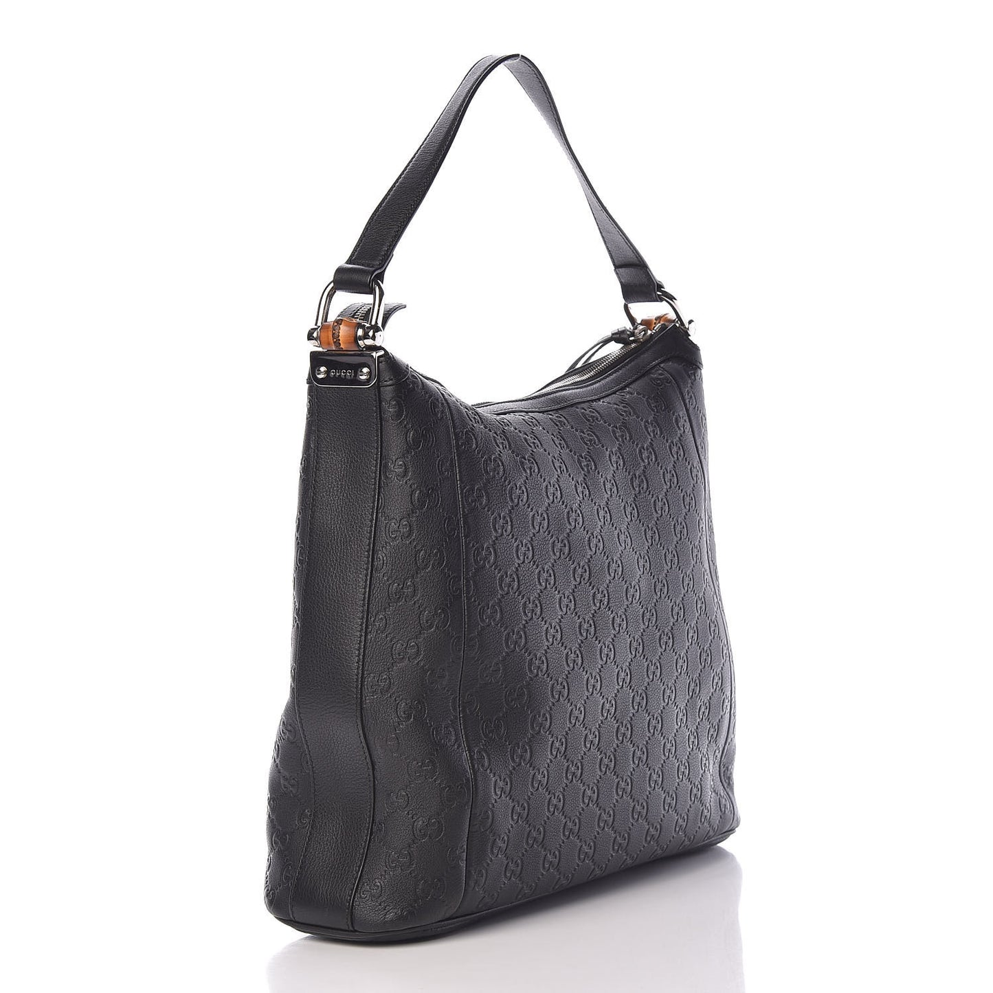 Guccissima Large Bamboo D-Ring Hobo Black