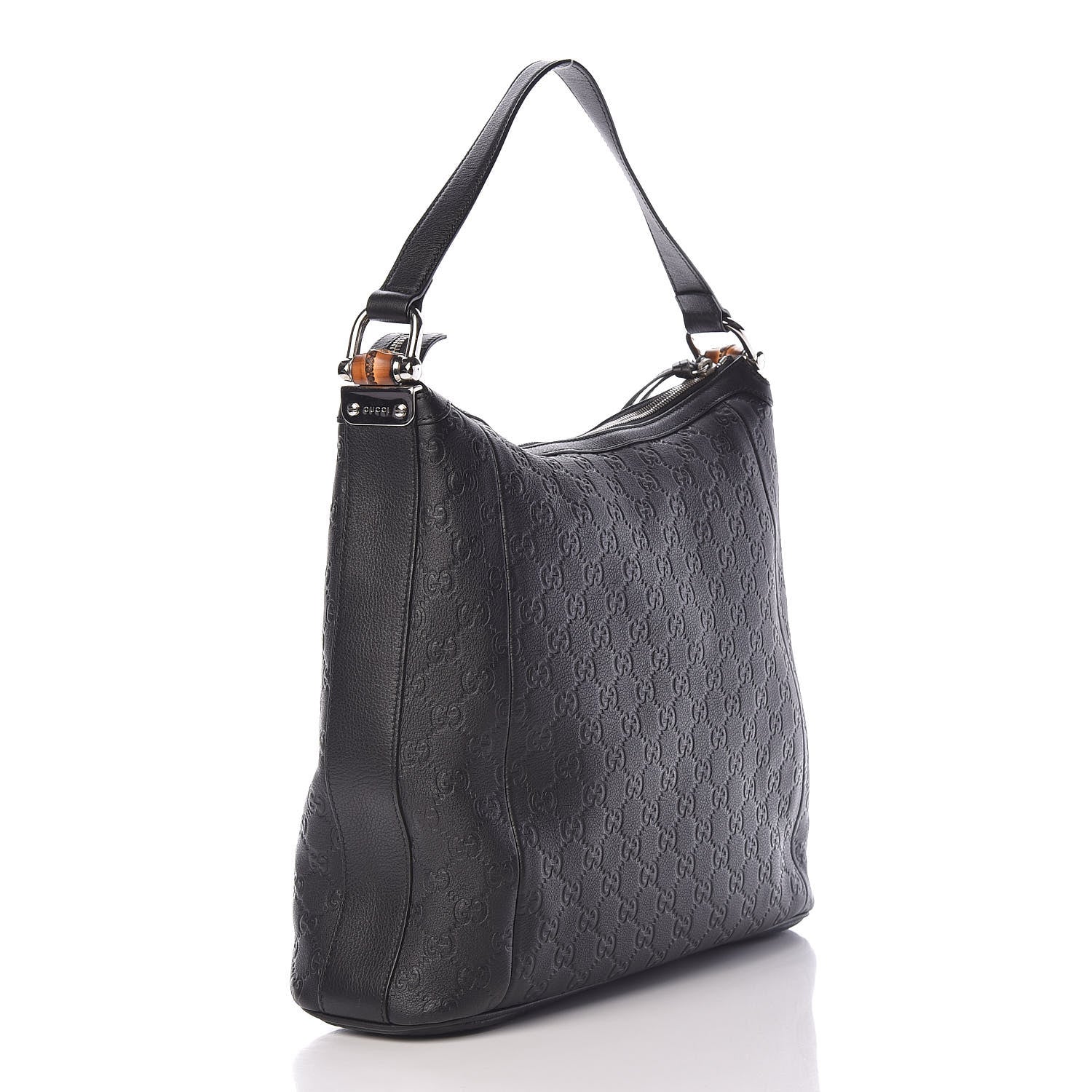 Gucci Guccissima Large Bamboo D-Ring Hobo Black 3 of 12