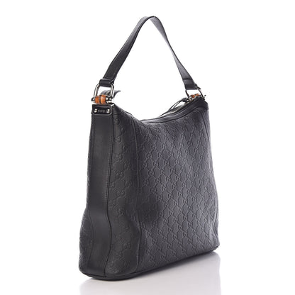 Gucci Guccissima Large Bamboo D-Ring Hobo Black 3 of 12