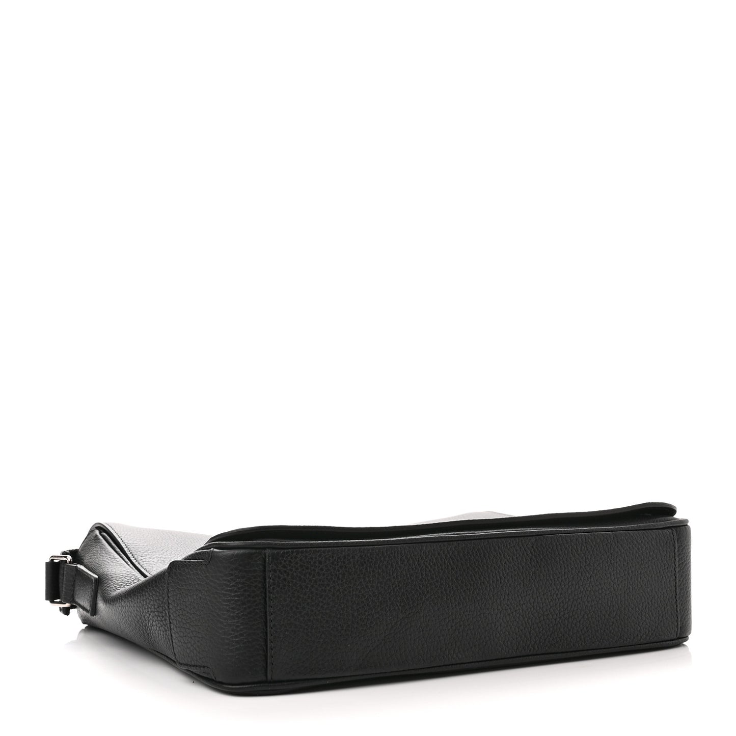 Grainy Calfskin Embossed Bruno Messenger Black